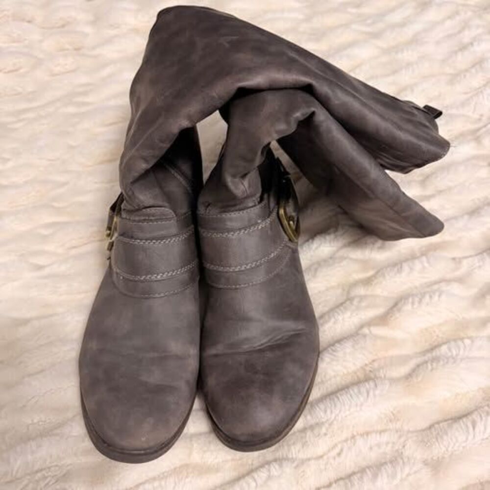 Ruff Hewn Brown Slouchy Buckle Knee-High Boots Size 9